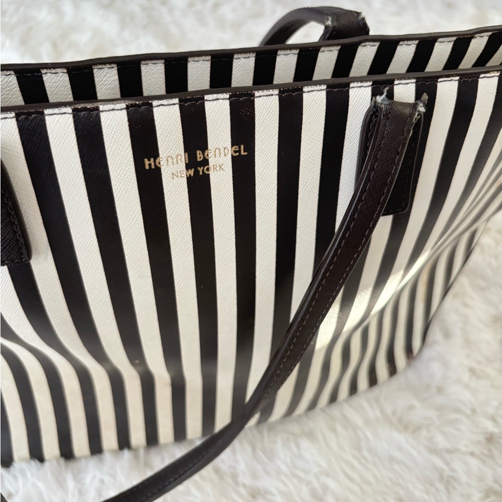 Henri Bendel Black and White Striped Tote